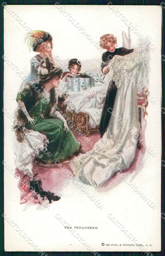 Artist Signed H. Fisher Reinthal serie 187 The Trousseau cartolina XP8578 – fronte