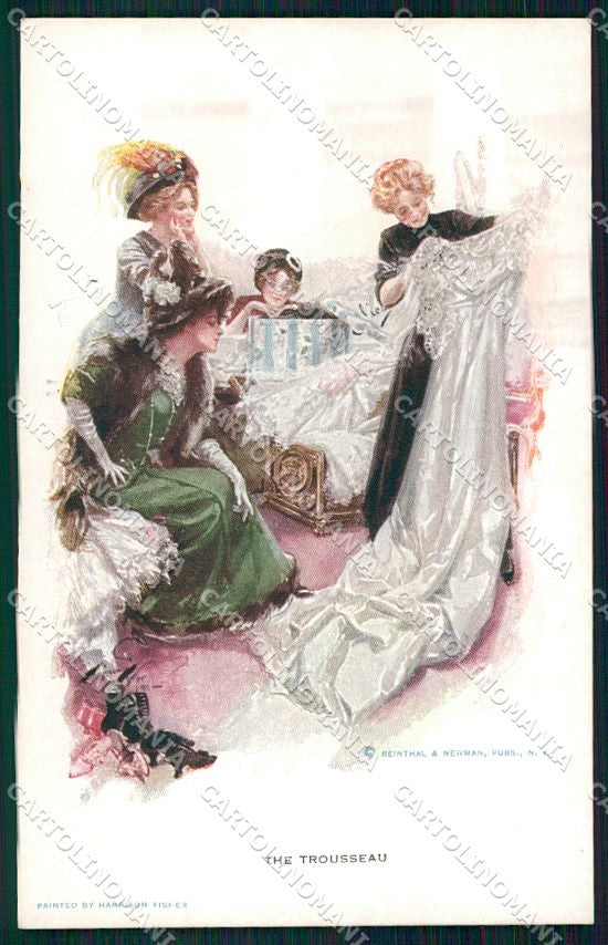 Artist Signed H. Fisher Reinthal serie 187 The Trousseau cartolina XP8580 – fronte