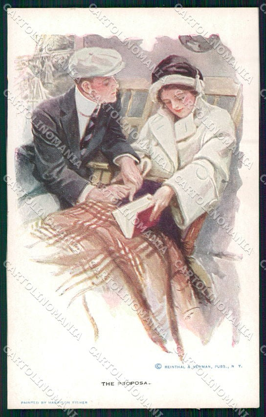Artist Signed H. Fisher Reinthal serie 186 The Proposal cartolina XP8581 – fronte