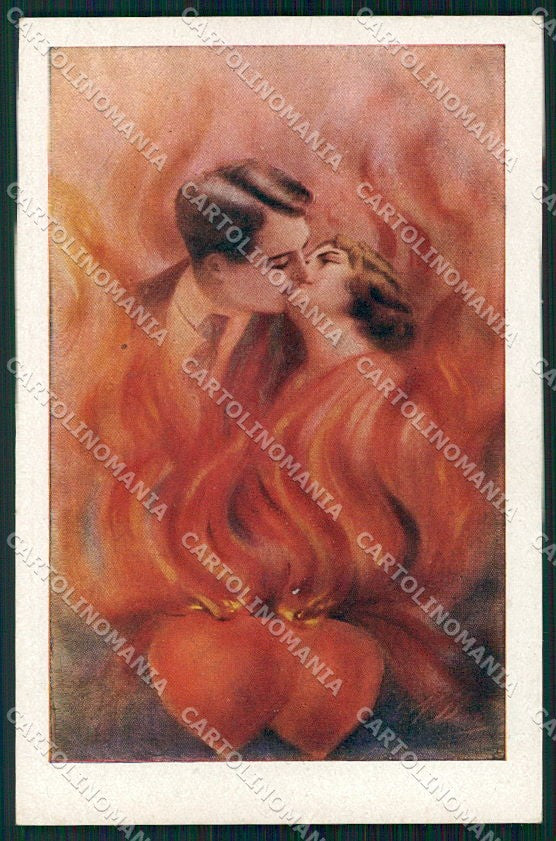 Artist Signed Vecchi Kiss Romantic Couple serie 7034 cartolina XP8589 – fronte