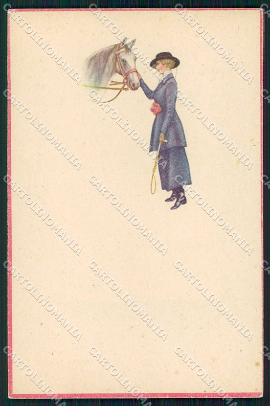 Artist Signed Bianchi ? Horse Lady serie 2184 cartolina XP8591 – fronte