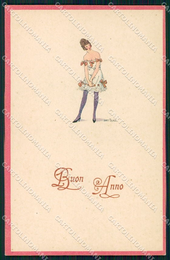 Artist Signed Anny Tekauz Art Deco Lady serie 14-1 cartolina XP8595 – fronte