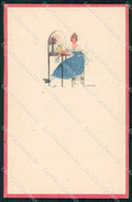 Artist Signed Anny Tekauz Art Deco Lady serie 14-3 cartolina XP8599 – fronte