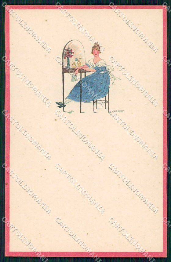 Artist Signed Anny Tekauz Art Deco Lady serie 14-3 cartolina XP8599 – fronte
