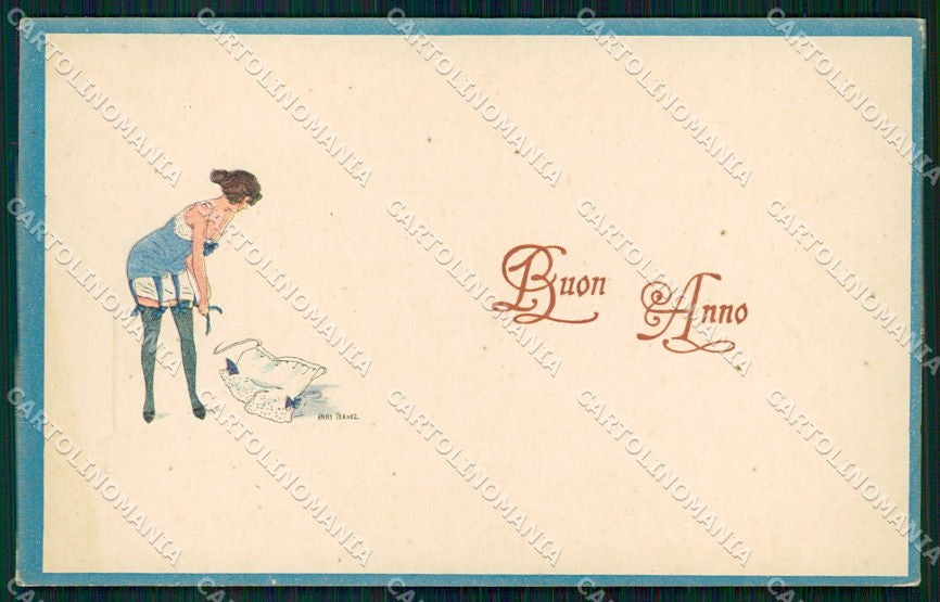 Artist Signed Anny Tekauz Art Deco Lady serie 15-4 cartolina XP8602 – fronte
