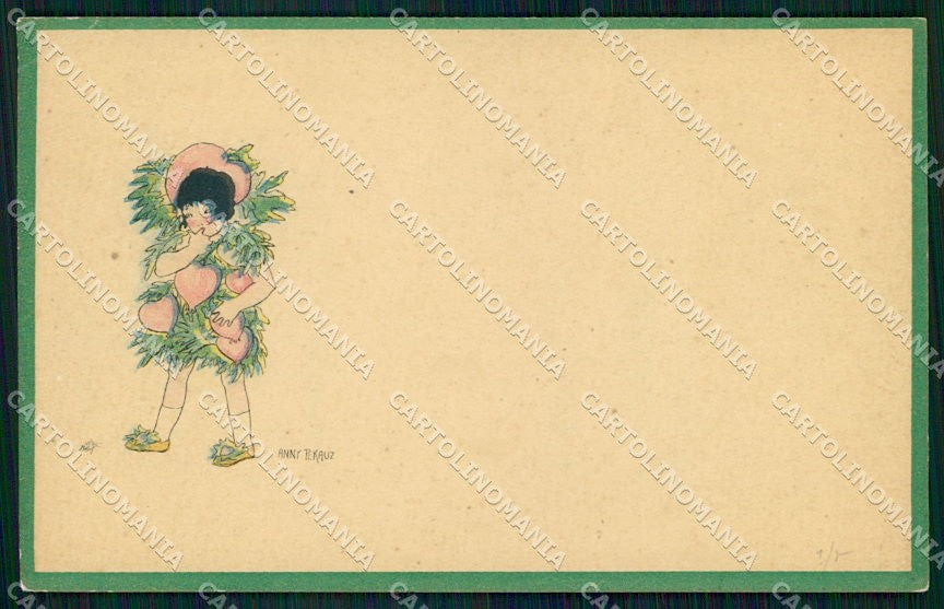 Artist Signed Anny Tekauz Art Deco Children serie 7 cartolina XP8607 – fronte