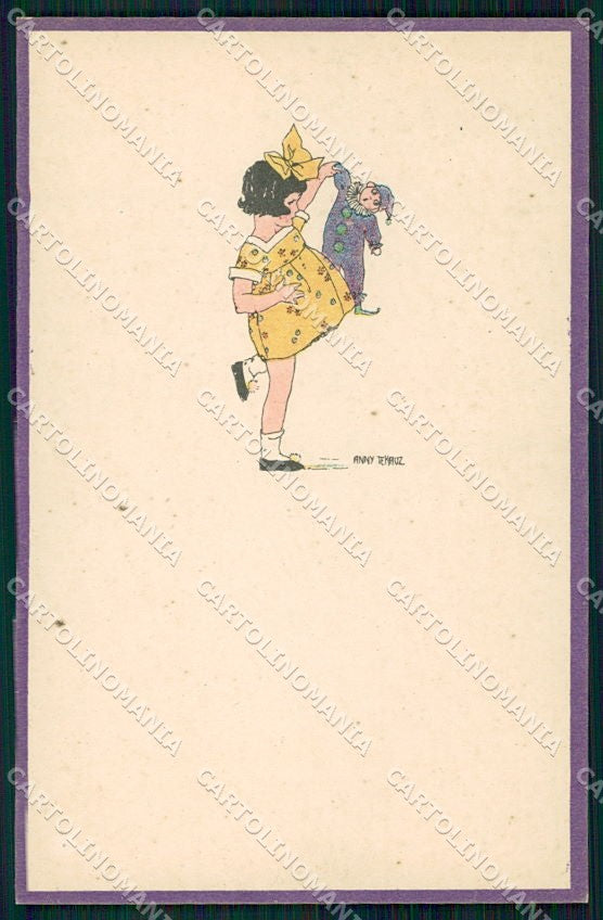 Artist Signed Anny Tekauz Art Deco Children serie 12 cartolina XP8614 – fronte
