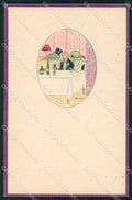 Artist Signed Anny Tekauz Art Deco Children serie 10 cartolina XP8615 – fronte