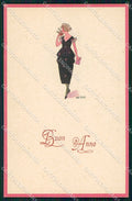 Artist Signed Anny Tekauz Art Deco Lady serie 14-2 cartolina XP8619 – fronte