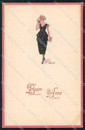 Artist Signed Anny Tekauz Art Deco Lady serie 14-2 cartolina XP8622 – fronte