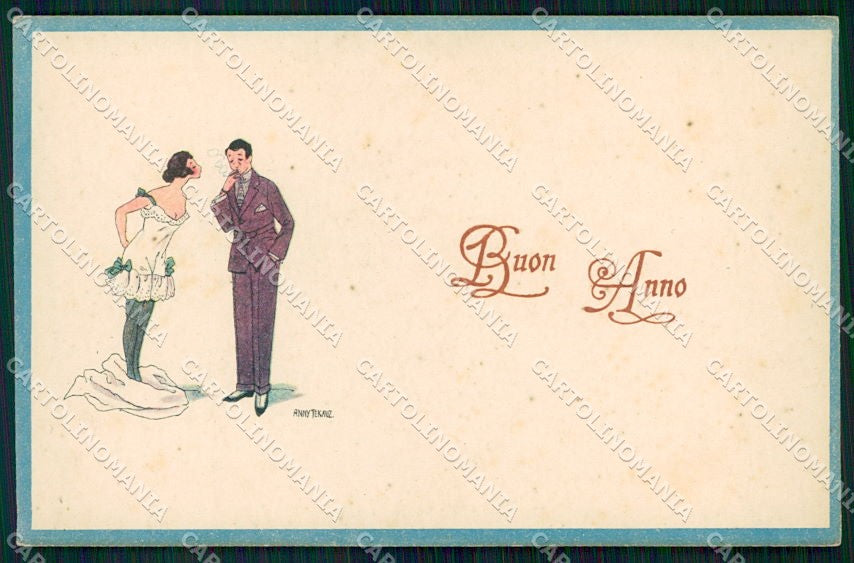 Artist Signed Anny Tekauz Art Deco Lady serie 15-6 cartolina XP8628 – fronte
