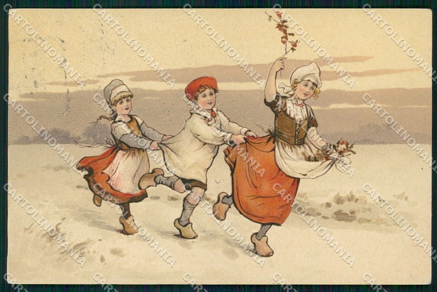 Artist Signed Children Dutch cartolina XP8644 – fronte