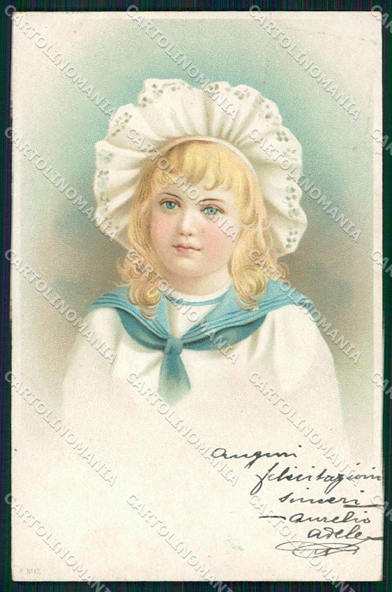 Artist Signed Children Girl cartolina XP8648 – fronte