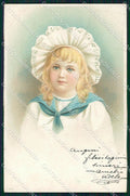 Artist Signed Children Girl cartolina XP8648 – fronte