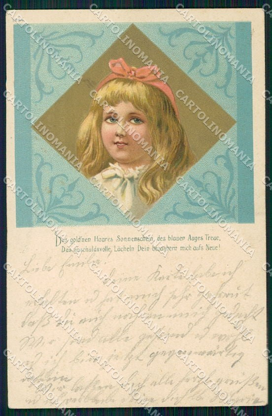 Artist Signed Children Girl cartolina XP8651 – fronte