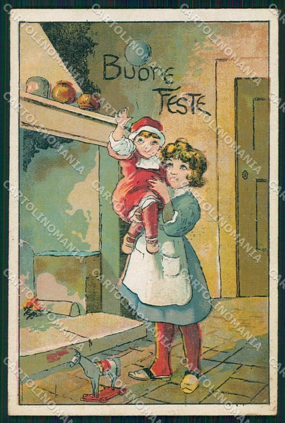 Artist Signed Children Christmas cartolina XP8658 – fronte