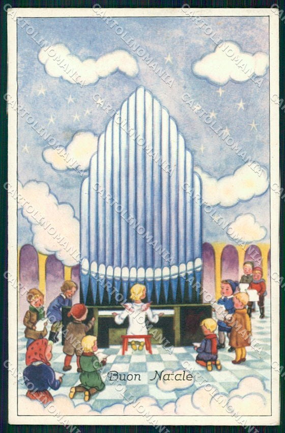 Artist Signed Children Christmas cartolina XP8660 – fronte