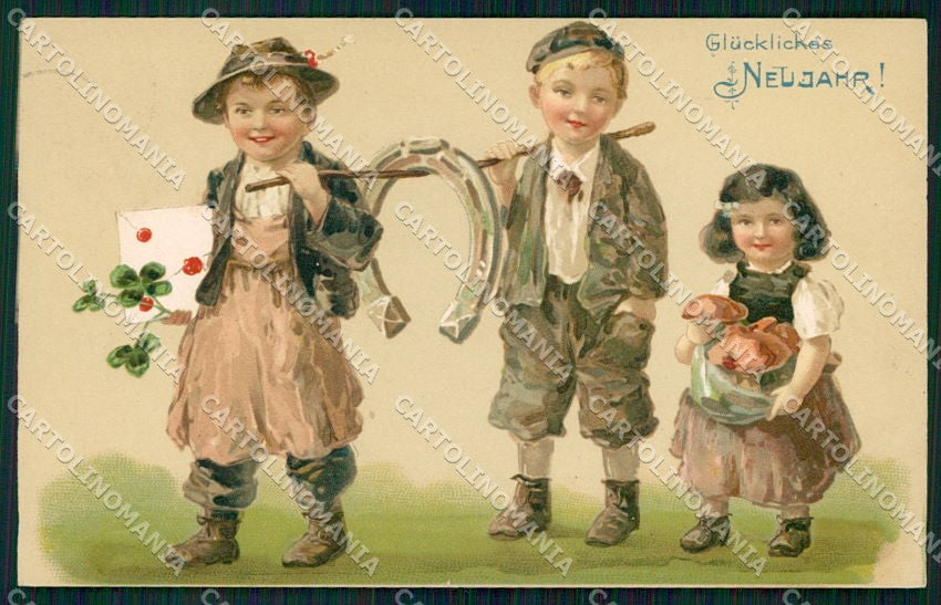 Artist Signed Children Buona Fortura WW 6038 cartolina XP8668 – fronte