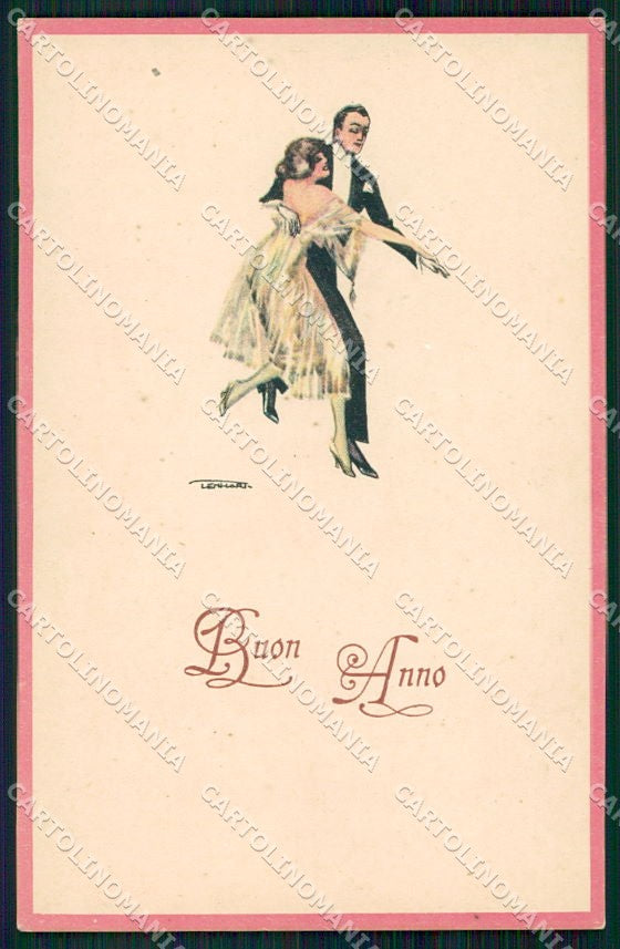 Artist Signed Lenhart Art Deco Dancing Couple serie 16-6 cartolina XP8675 – fronte