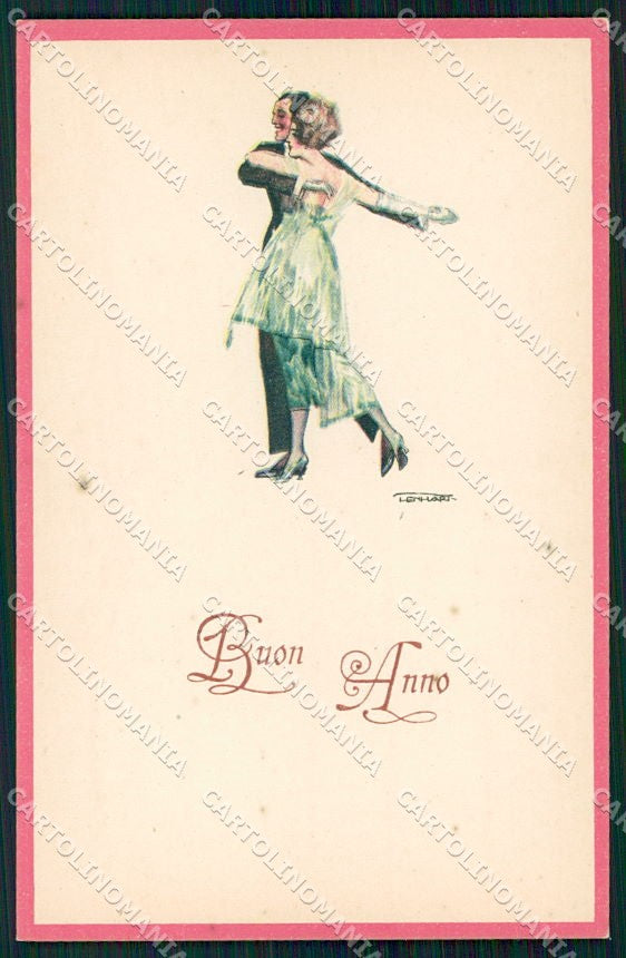 Artist Signed Lenhart Art Deco Dancing Couple serie 16-4 cartolina XP8676 – fronte