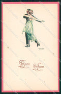 Artist Signed Lenhart Art Deco Dancing Couple serie 16-4 cartolina XP8676 – fronte