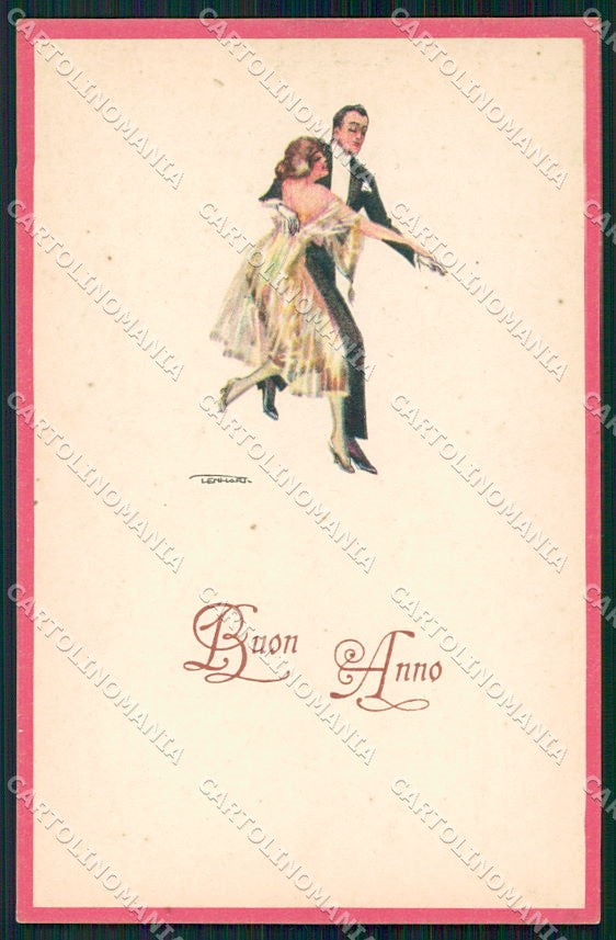 Artist Signed Lenhart Art Deco Dancing Couple serie 16-6 cartolina XP8681 – fronte