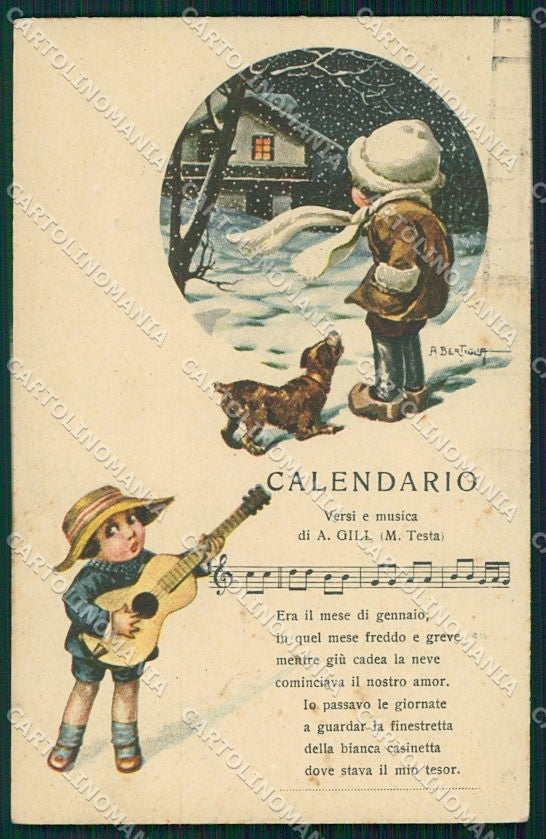 Artist Signed Bertiglia Children Spartito Musicale serie 2291 cartolina XP8690 – fronte