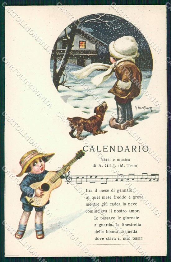 Artist Signed Bertiglia Children Spartito Musicale serie 2293 cartolina XP8691 – fronte