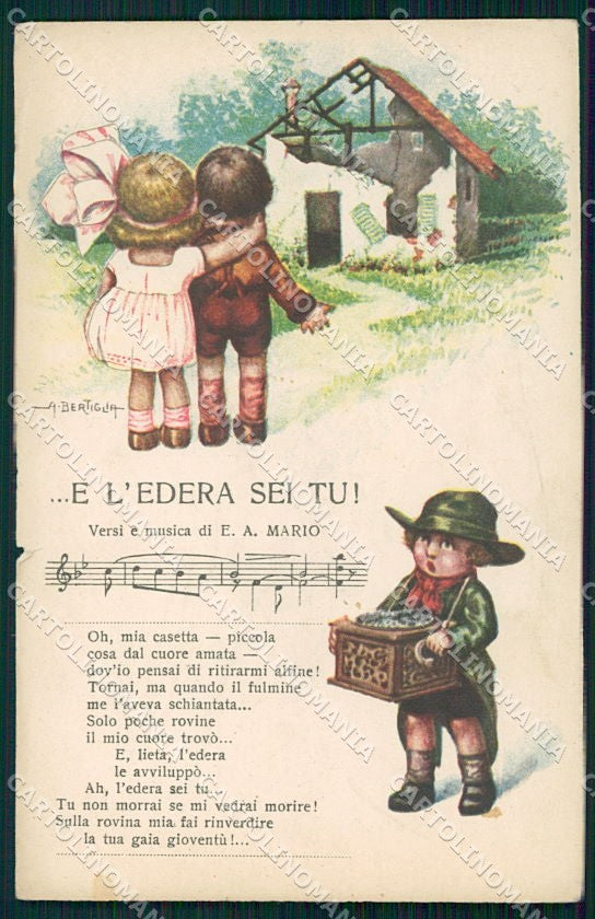 Artist Signed Bertiglia Children Spartito serie 2285 STRAPPINO cartolina XP8695 – fronte