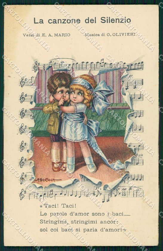 Artist Signed Bertiglia Children Spartito Musicale serie 2242 cartolina XP8696 – fronte