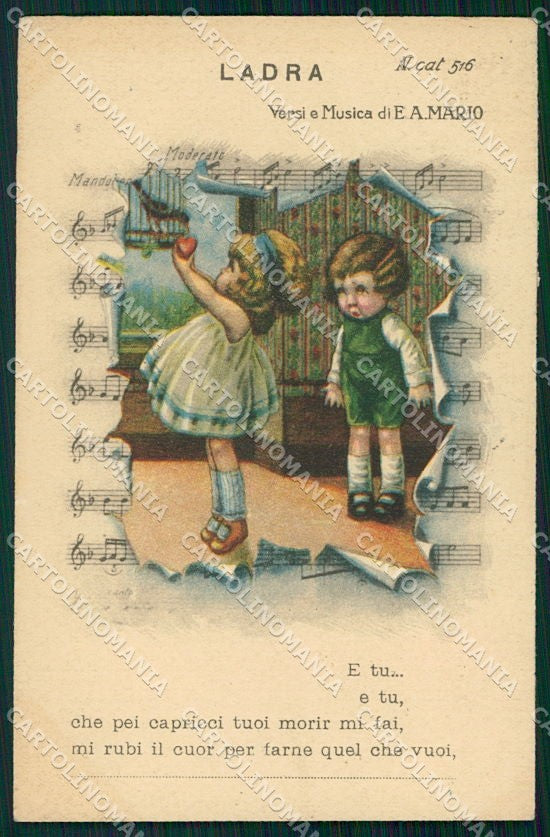 Artist Signed Bertiglia Children Spartito Musicale PIEGHINE cartolina XP8698 – fronte