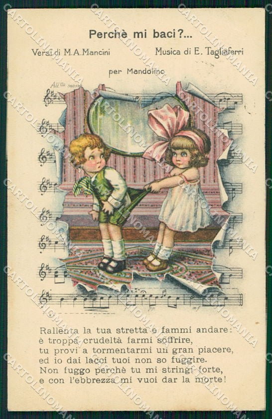 Artist Signed Bertiglia Children Spartito Musicale cartolina XP8700 – fronte