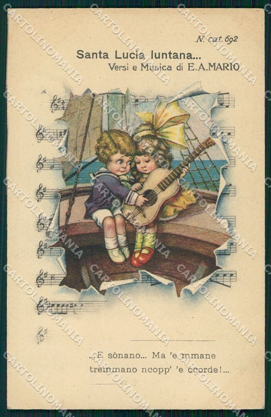 Artist Signed Bertiglia Children Spartito Musicale cartolina XP8702 – fronte