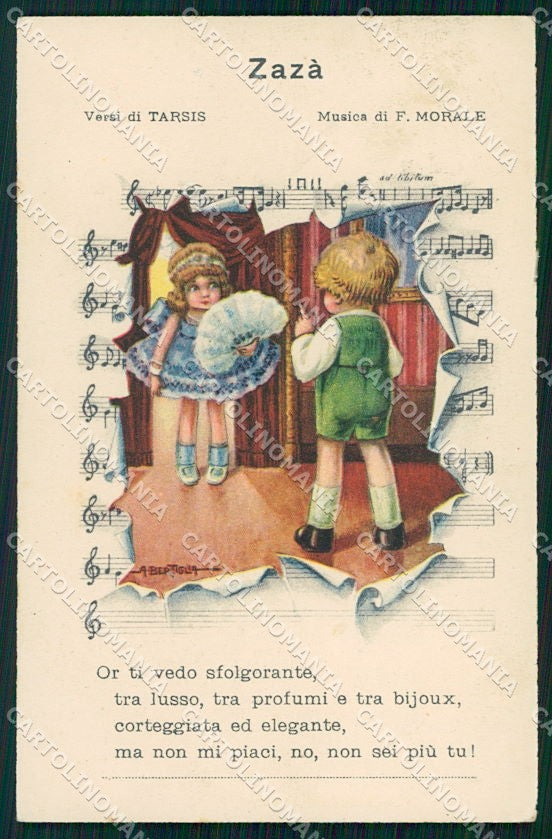 Artist Signed Bertiglia Children Spartito Musicale serie 2242 cartolina XP8707 – fronte