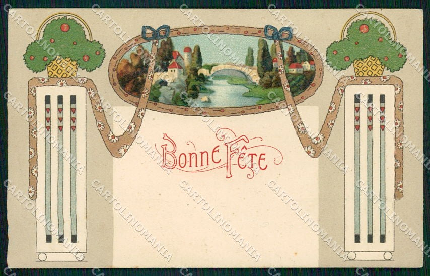 Artist Signed Landscape Greetings Relief Art Nouveau 1782 cartolina XP8718 – fronte