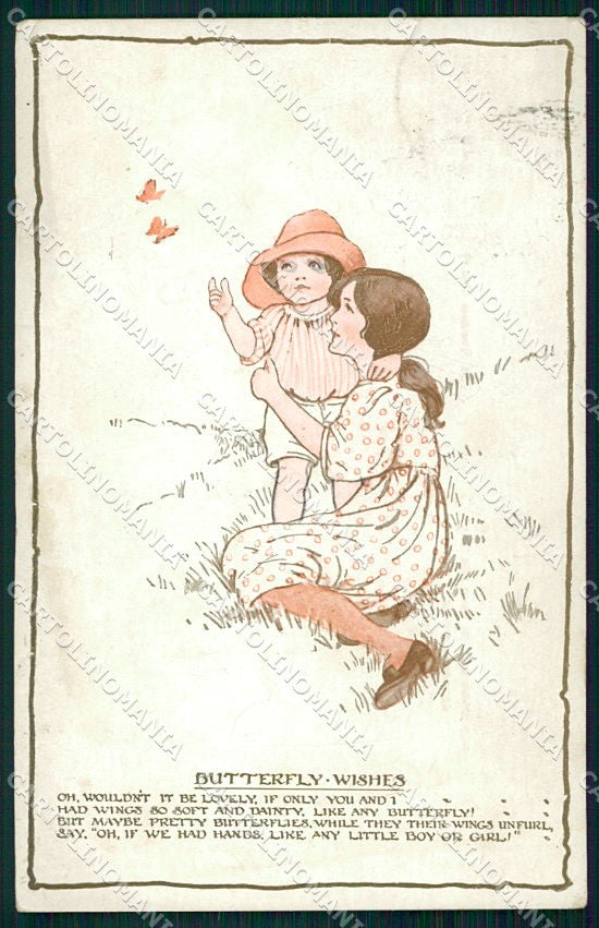 Artist Signed Children Come out to Play Lady and Girl cartolina XP8743 – fronte