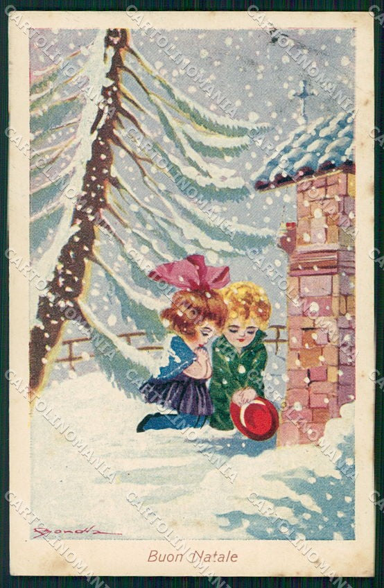 Artist Signed Bonora Children Christmas serie 784 PIEGHINA cartolina XP8762 – fronte