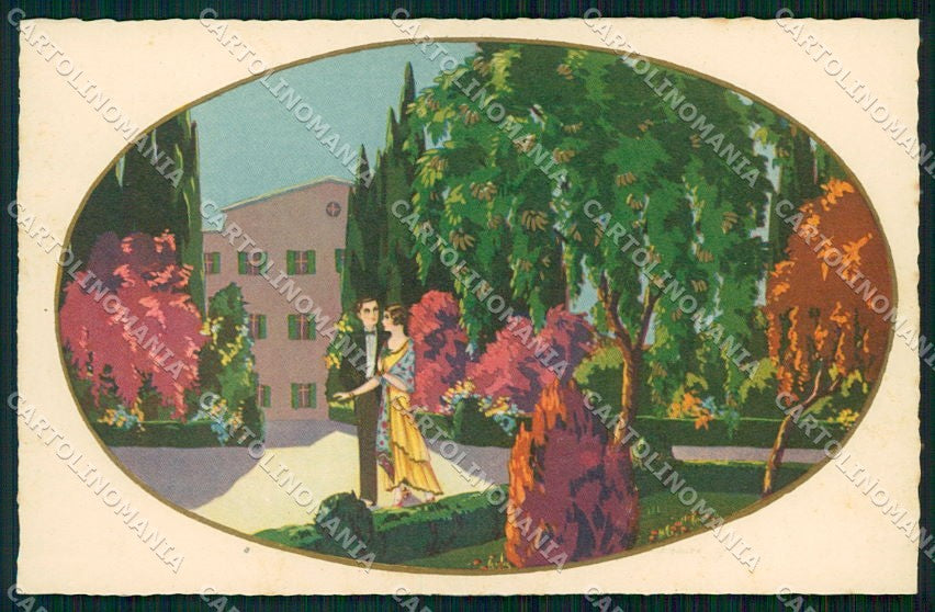Artist Signed Max Ninon Romantic Couple Art Deco Degami 2163 cartolina XP8768 – fronte
