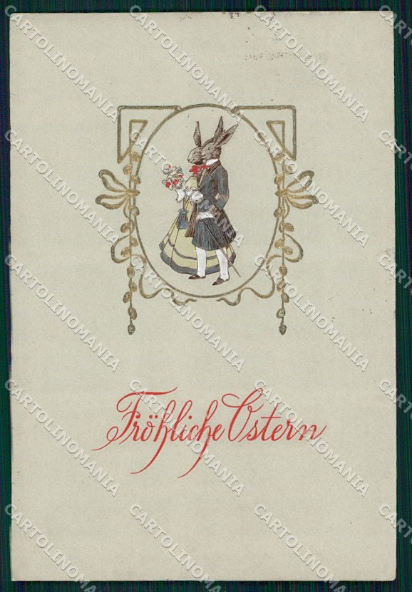 Artist Signed Dresset Rabbit Easter Relief BKWI 4076 cartolina XP8769 – fronte