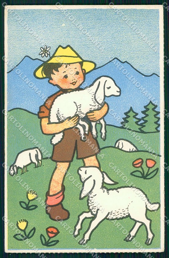 Artist Signed Children Easter cartolina XP8799 – fronte