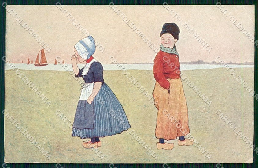 Artist Signed Dutch Children B K W I 648-2 PIEGHE cartolina XP8807 – fronte