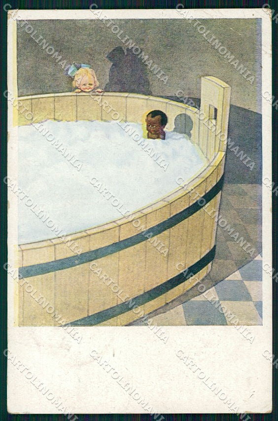 Artist Signed Children Black Boy PIEGHINE cartolina XP8821 – fronte