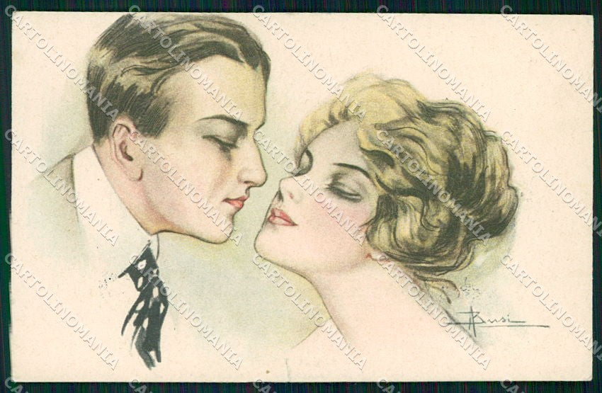 Artist Signed Busi Romantic Couple STRAPPINO cartolina XP8830 – fronte