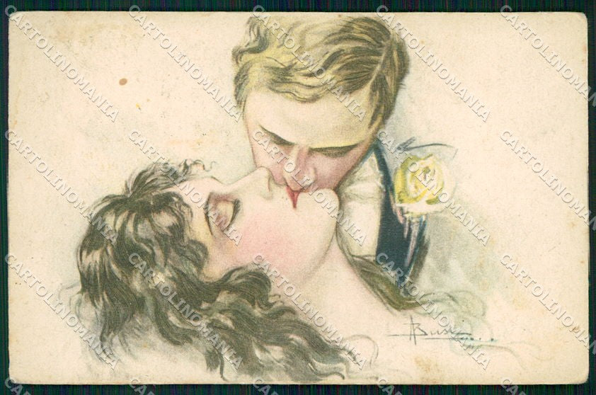 Artist Signed Busi Kiss Romantic Couple serie 124 cartolina XP8831 – fronte