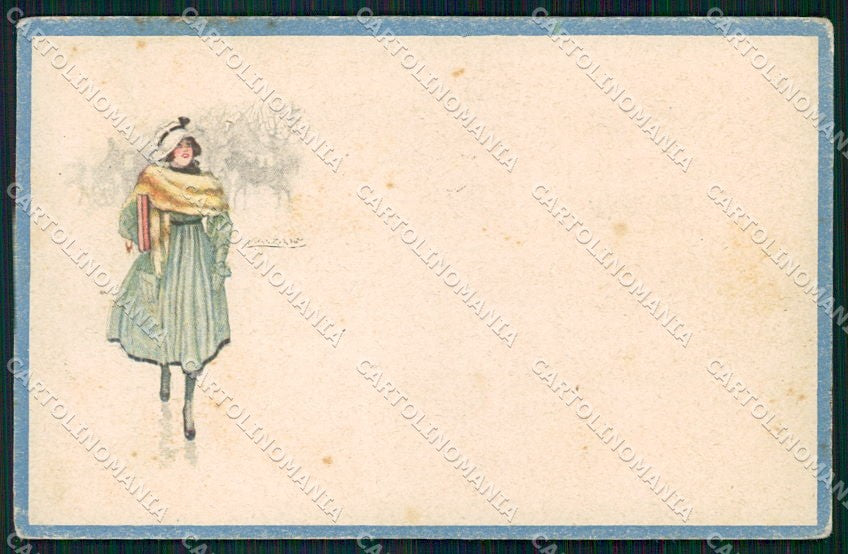Artist Signed Mauzan Glamour Fashion Lady serie 201MT-3 cartolina XP8841 – fronte