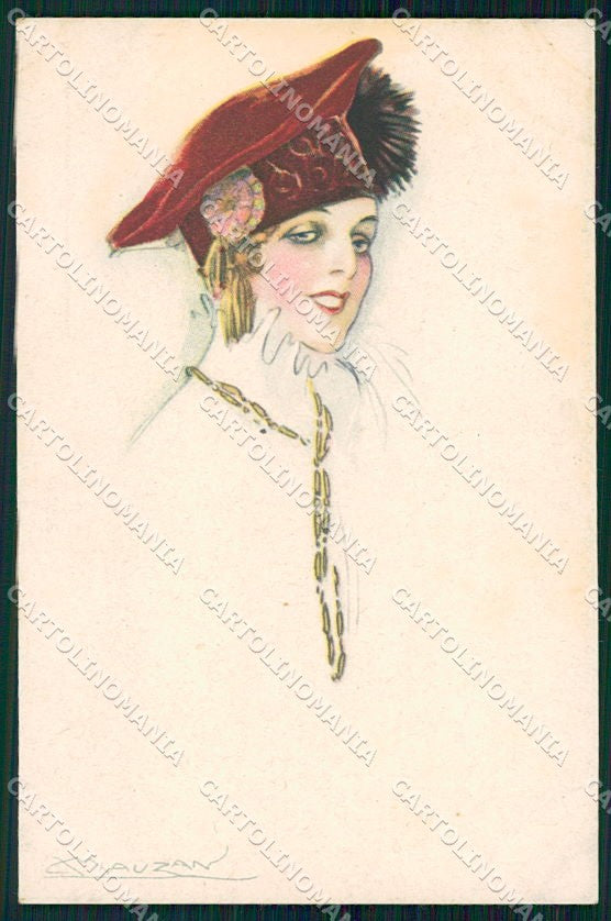Artist Signed Mauzan Glamour Fashion Lady serie 229-6 cartolina XP8847 – fronte