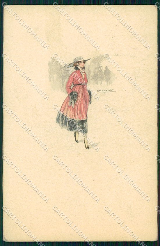 Artist Signed Mauzan Glamour Fashion Lady serie 201M-4 cartolina XP8862 – fronte
