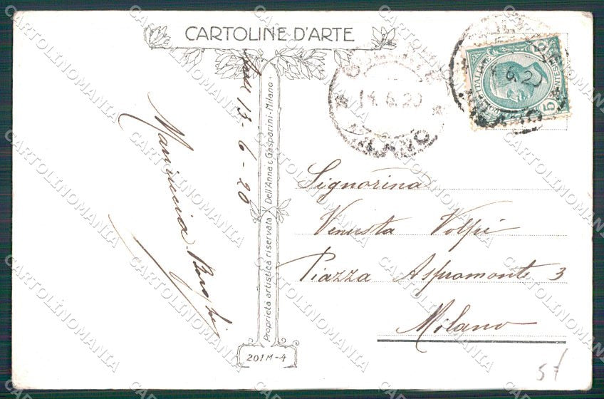 Artist Signed Mauzan Glamour Fashion Lady serie 201M-4 cartolina XP8862 – retro