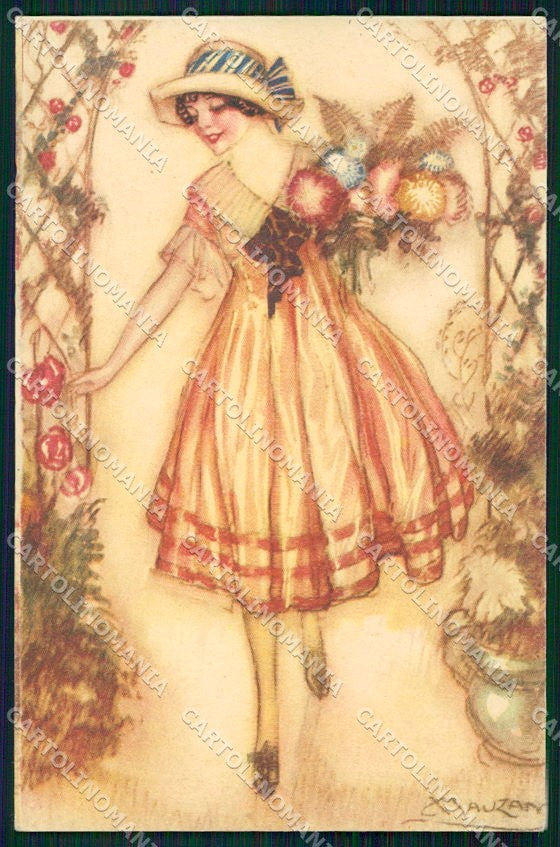 Artist Signed Mauzan Glamour Fashion Lady serie 248-1 cartolina XP8870 – fronte