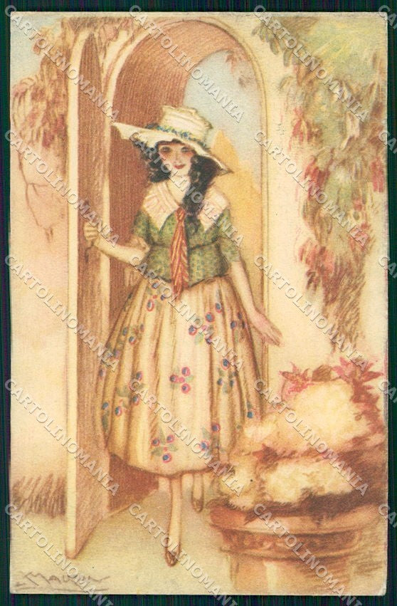 Artist Signed Mauzan Glamour Fashion Lady serie 248-2 cartolina XP8871 – fronte